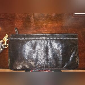 Coach Black patent leather wristlet/clutch